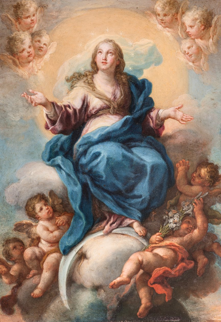 Immaculate Virgin (olja på koppar) av Sebastiano Conca