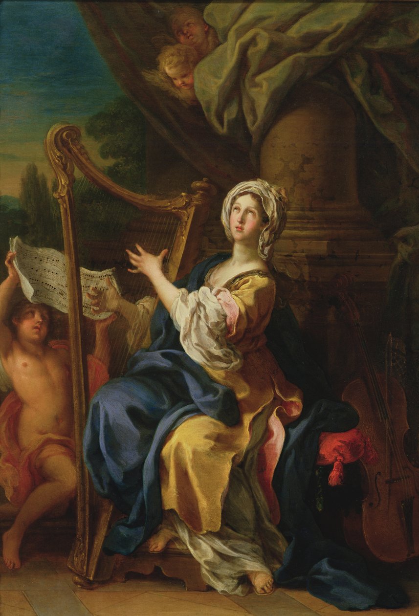 St. Cecilia, 1733 (olja på koppar) av Sebastiano Conca