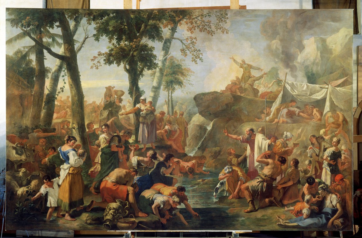 Moses drar vatten från klippan av Sebastiano Ricci