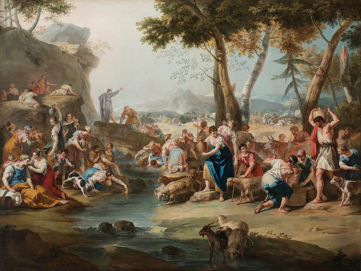 Moses slår klippan. av Sebastiano Ricci