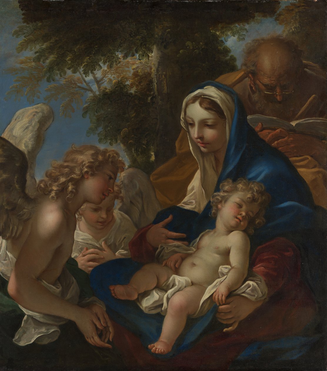 Den heliga familjen med änglar, ca. 1700. av Sebastiano Ricci