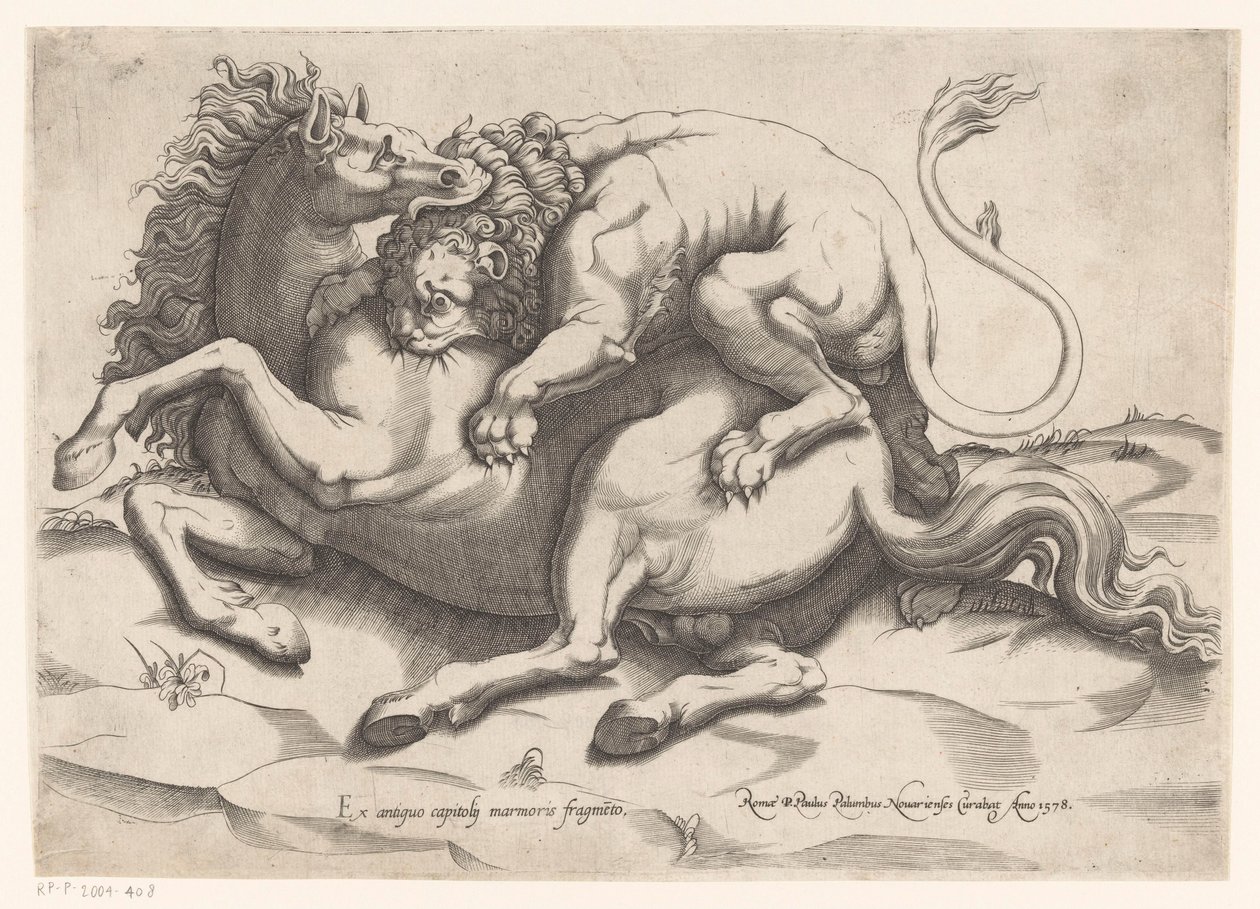 Häst attackerad av ett lejon av Sebastiano di Re