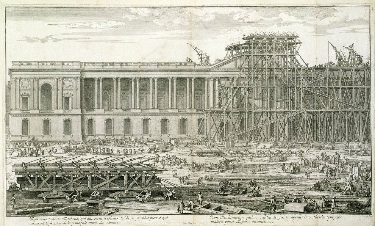 Byggnad av huvudentrén till Louvren, Paris av Sebastien I Le Clerc