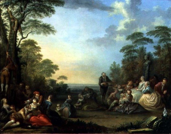 The Bird Catchers, 1750 (panel) (par till 87637) av Sebastien II Le Clerc
