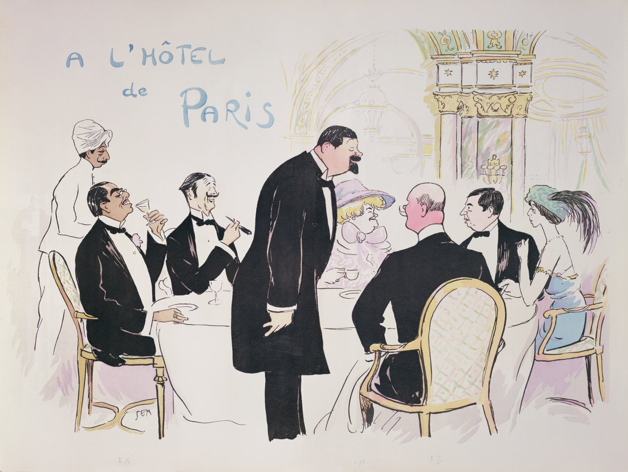 "På Hotel de Paris" 1913 av Sem