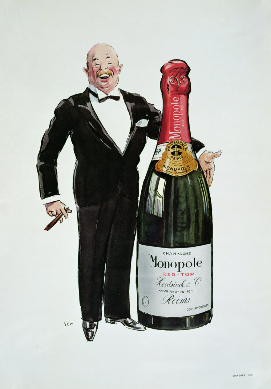 Reklam för Heidsieck Champagne, ca 1910 av Sem