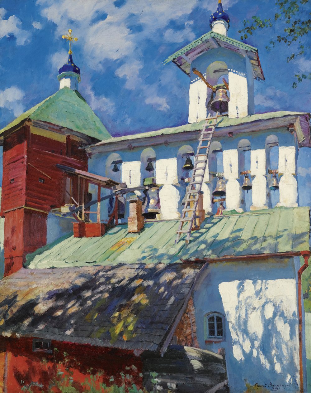 Klocktorn i Pskovo-Pechersky-klostret av Sergei Arsenevich Vinogradov