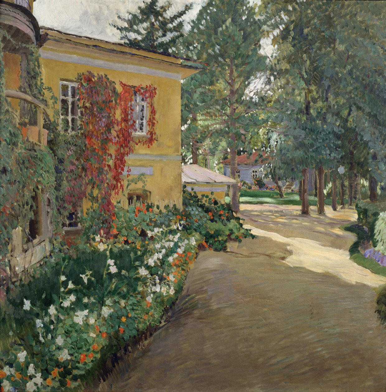 På en lantgård, 1910 av Sergei Arsenevich Vinogradov