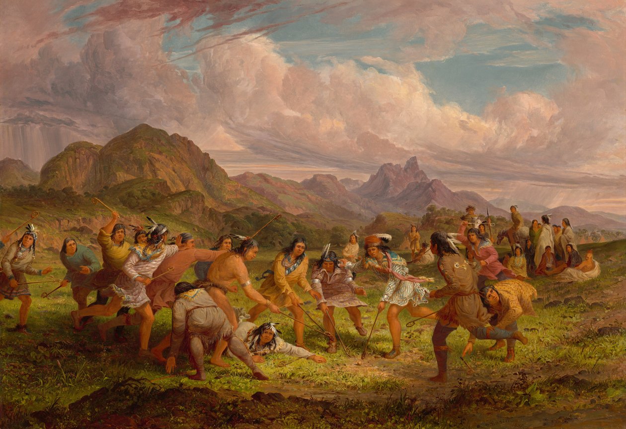 Bollspelande bland Sioux-indianerna, 1851. av Seth Eastman