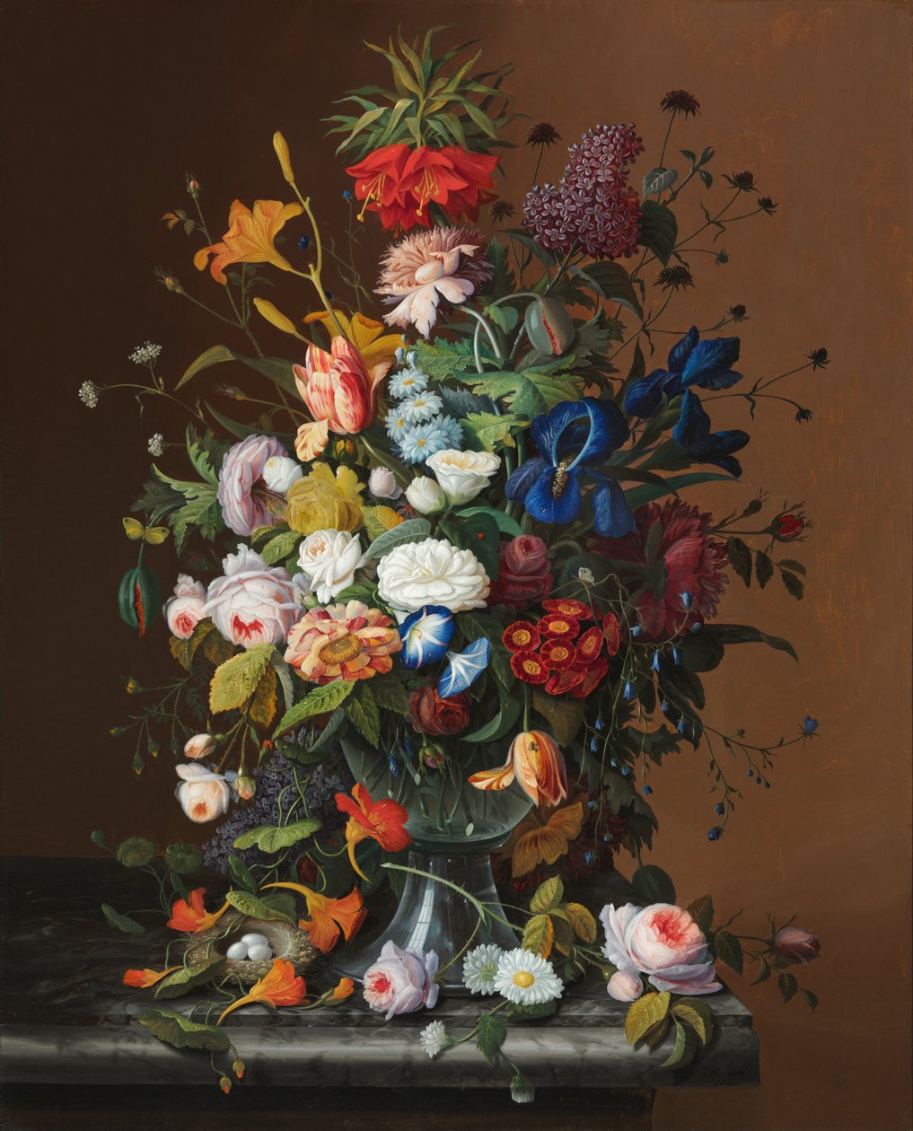 Flower Still Life with Birds Nest av Severin Roesen