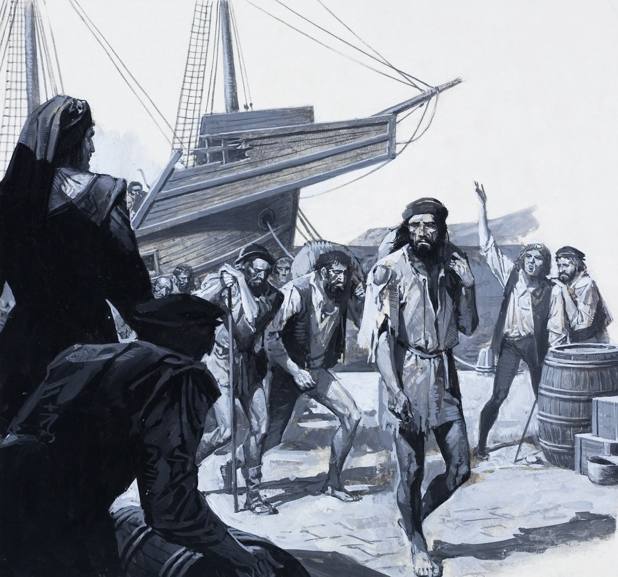 Magellans män (gouache på papper) av Severino Baraldi