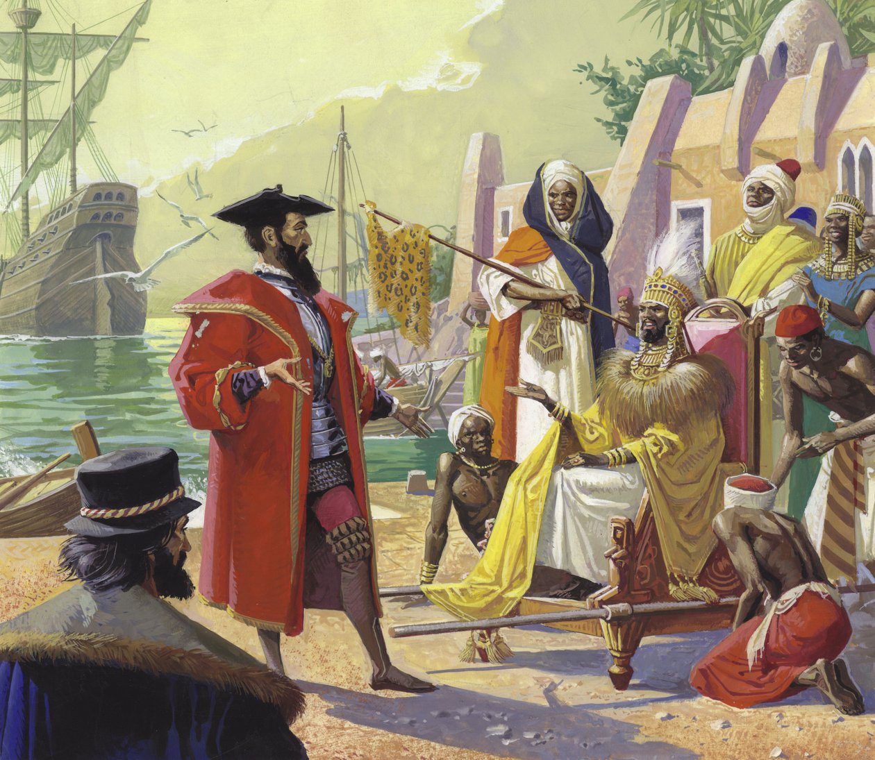 Vasco de Gama (1469-1524) (gouache på papper) av Severino Baraldi