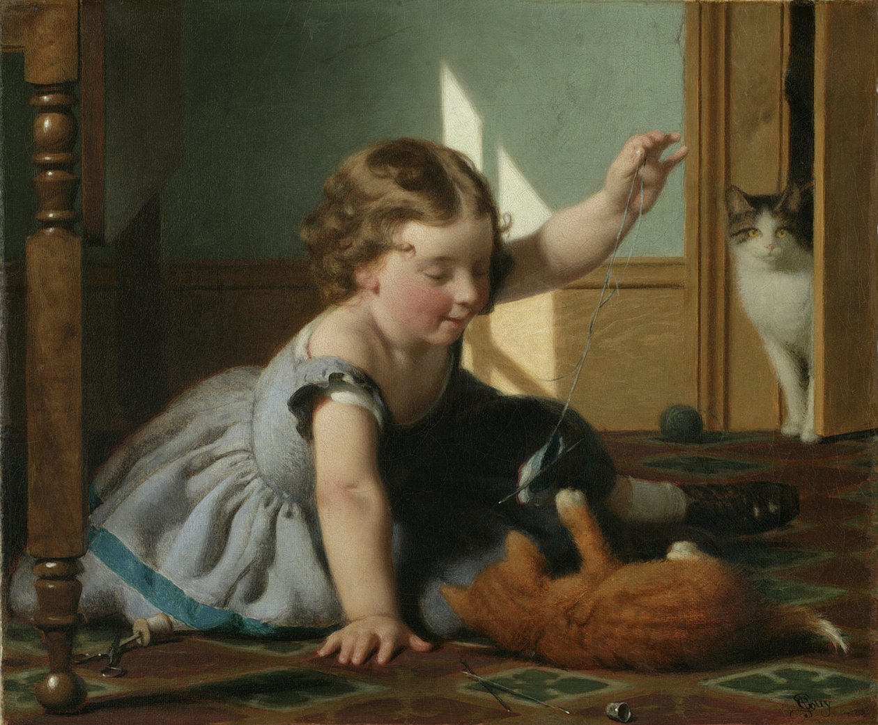 Flicka och kattunge av Seymour Joseph Guy