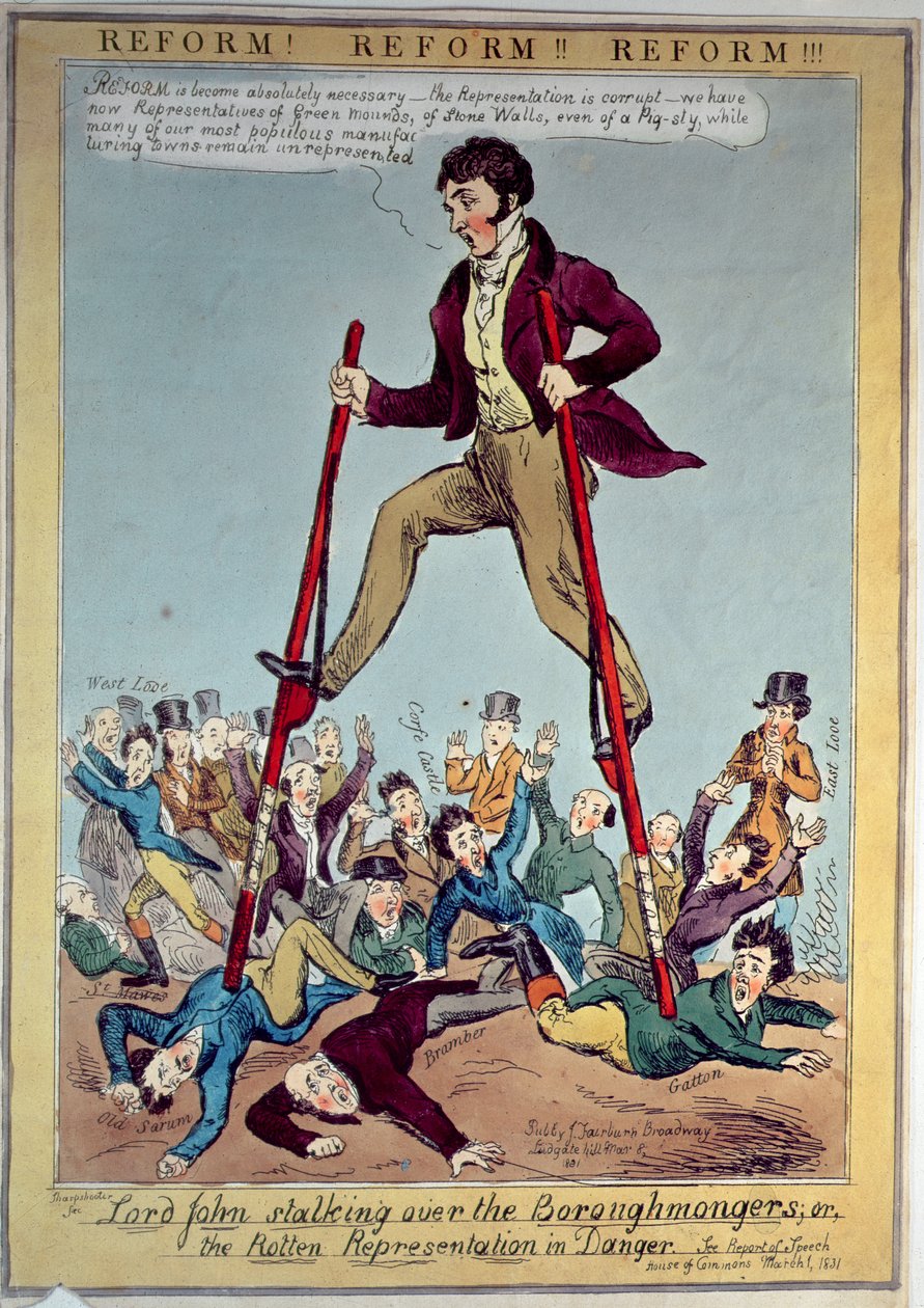 Lord John Stalking över Boroughmongers, eller The Rotten Representation in Danger, pub. av J. Fairburn, 1831 av Sharpshooter