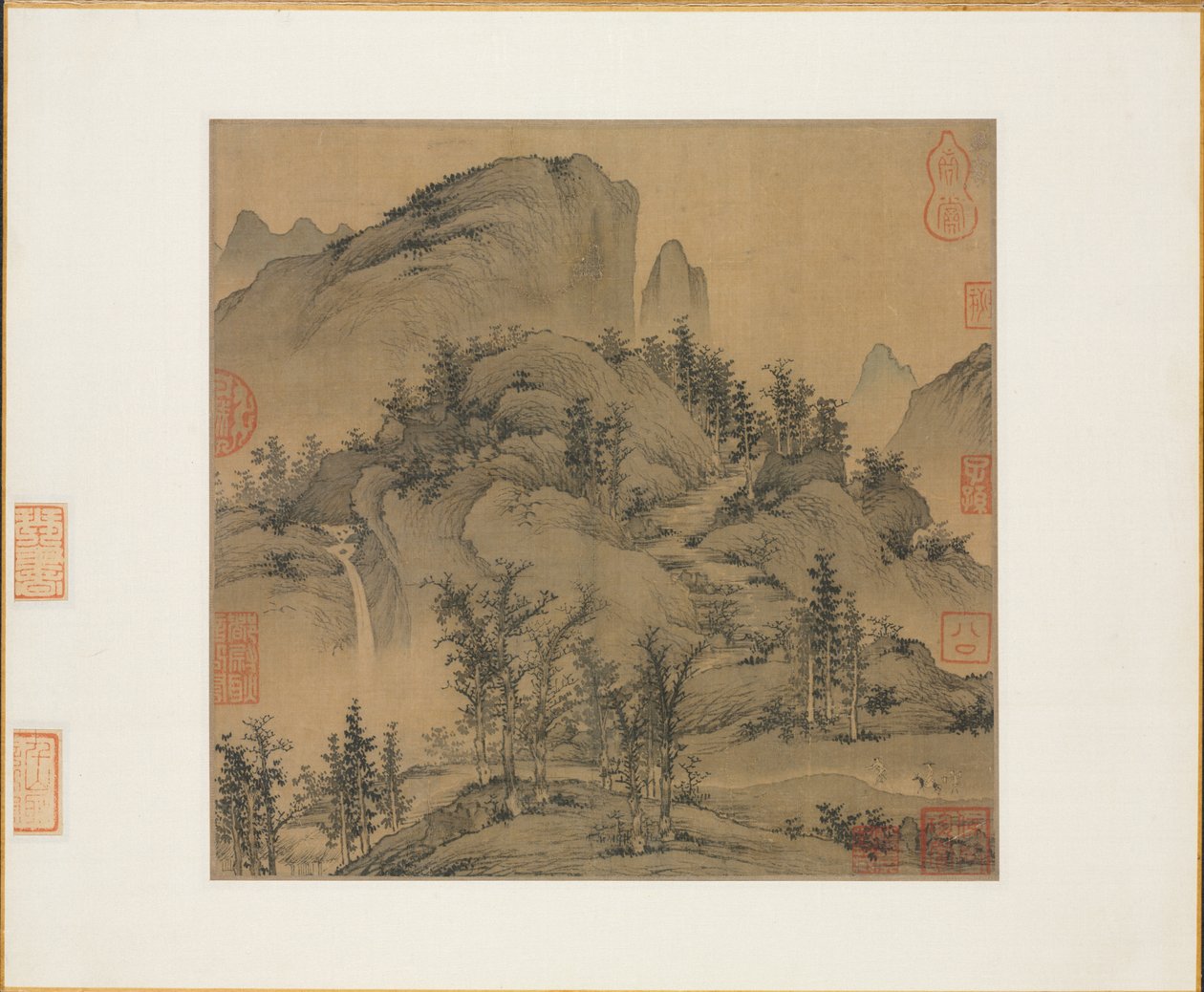 Resenärer i Autumn Mountains, 1:a hälften av 1300-talet. av Sheng Mou