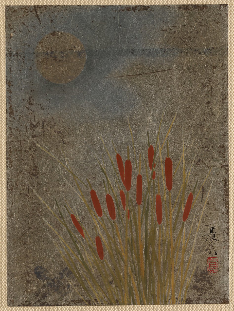 Kattsvansar och måne. av Shibata Zeshin