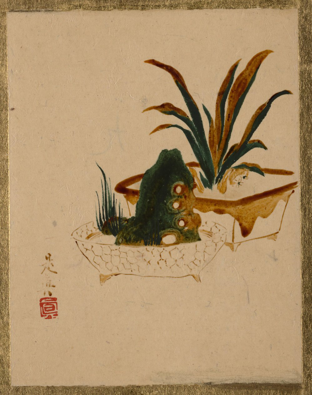 Blommor i Jardinieres, . av Shibata Zeshin