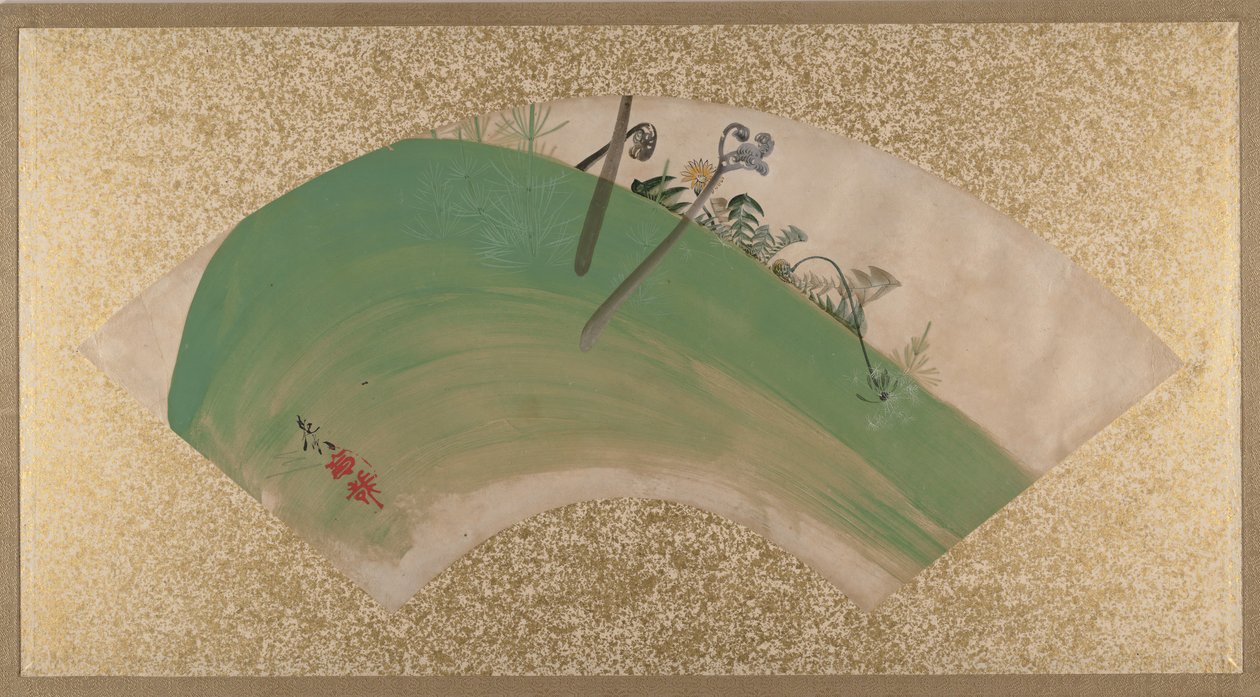 Blommor på gräs, sent 1800-tal. av Shibata Zeshin