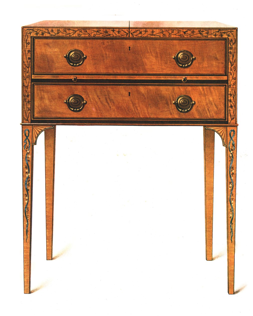 Målat satin-trä toalettbord, 1908. av Shirley Charles Llewellyn Slocombe
