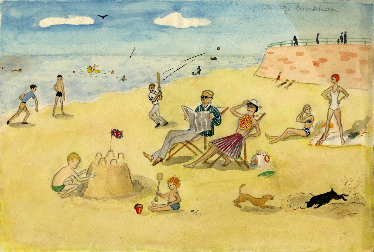 Strandscen, c1946. av Shirley Markham