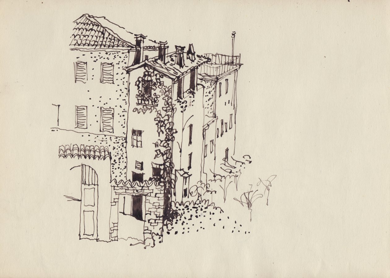 Hus med mansardtak, Italien, c1950. av Shirley Markham