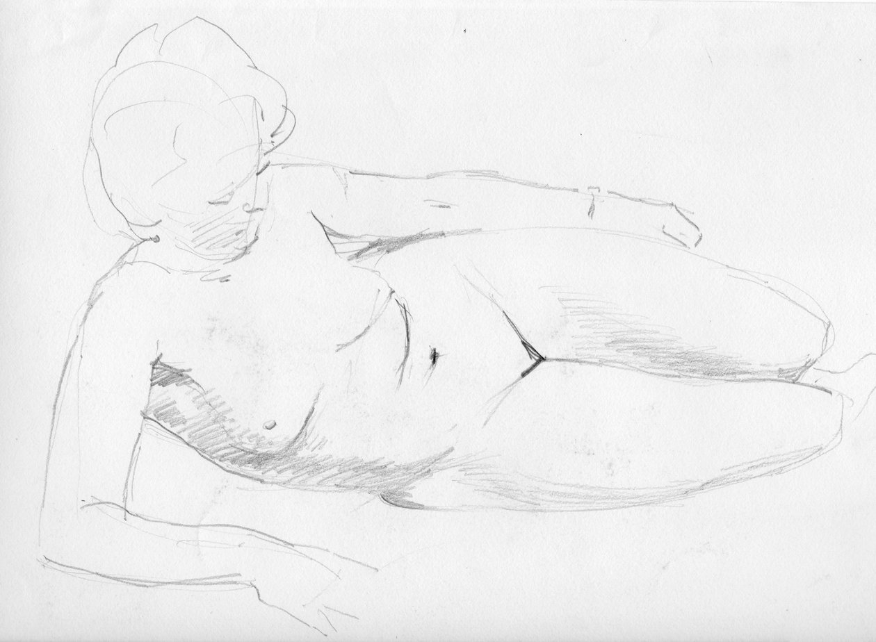 Naken kvinna liggande, c1950. av Shirley Markham