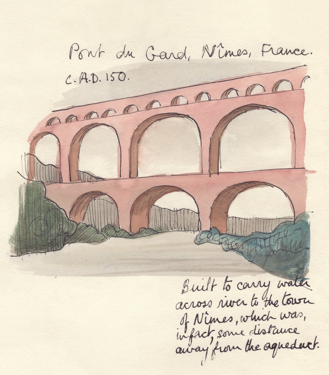 Pont du Gard, Nimes, Frankrike, 1951. av Shirley Markham
