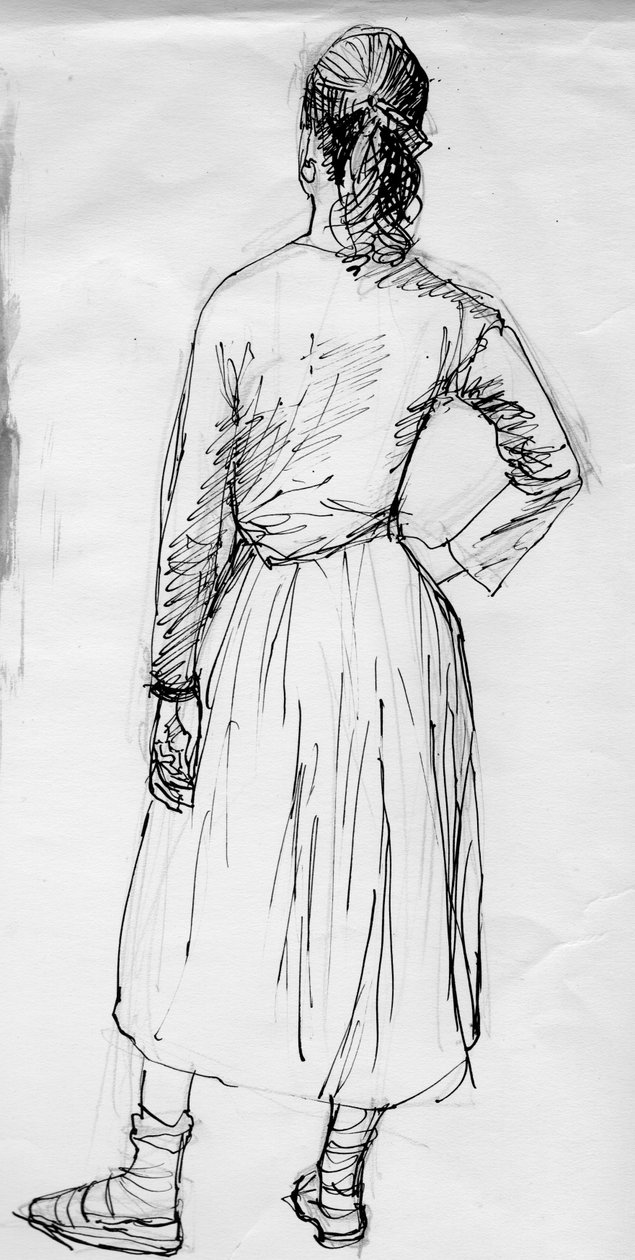 Stående kvinna sedd bakifrån, c1950. av Shirley Markham