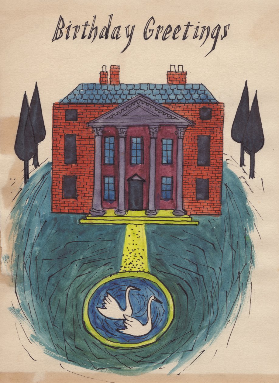 Ståtligt hem, födelsedagskort, 1952. av Shirley Markham