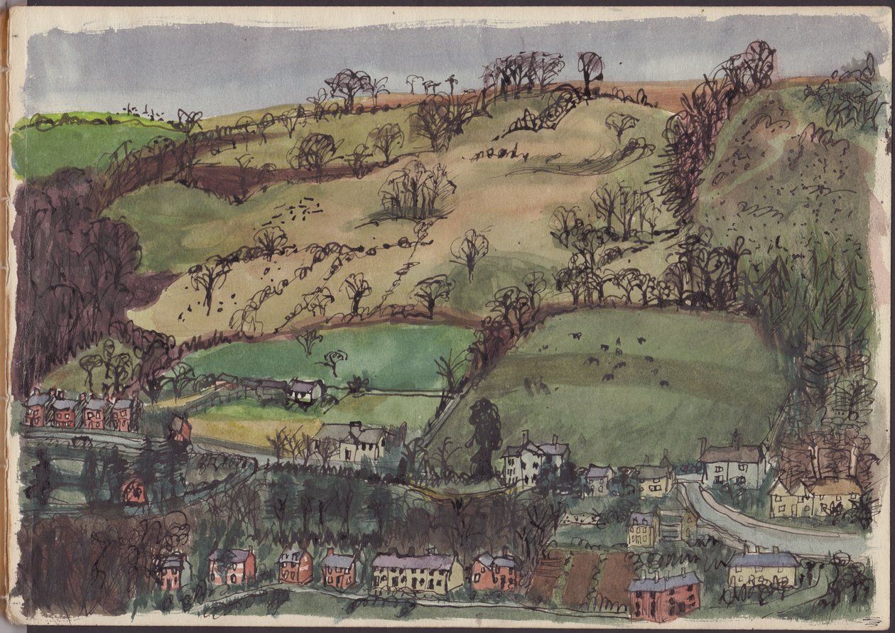 By och åkrar, c1950. av Shirley Markham