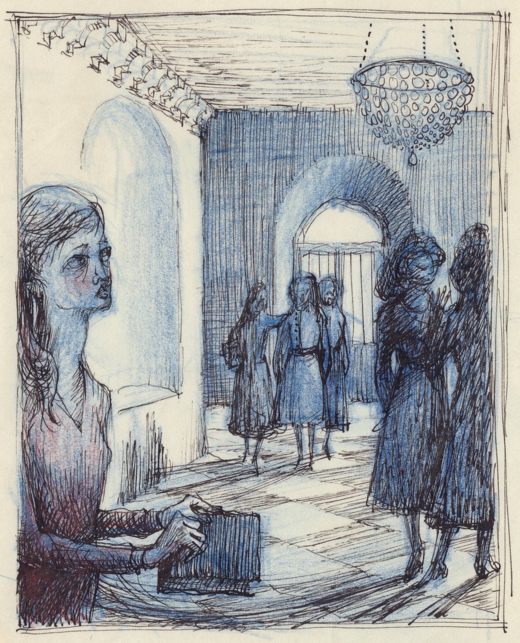 Kvinna som håller en handväska, c1952. av Shirley Markham