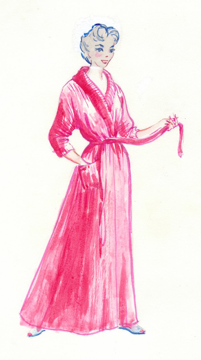Kvinna i rosa morgonrock, c1950. av Shirley Markham