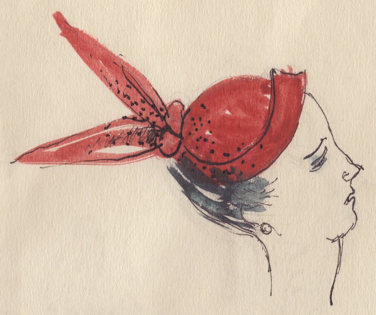 Kvinna i röd hatt, c1950. av Shirley Markham