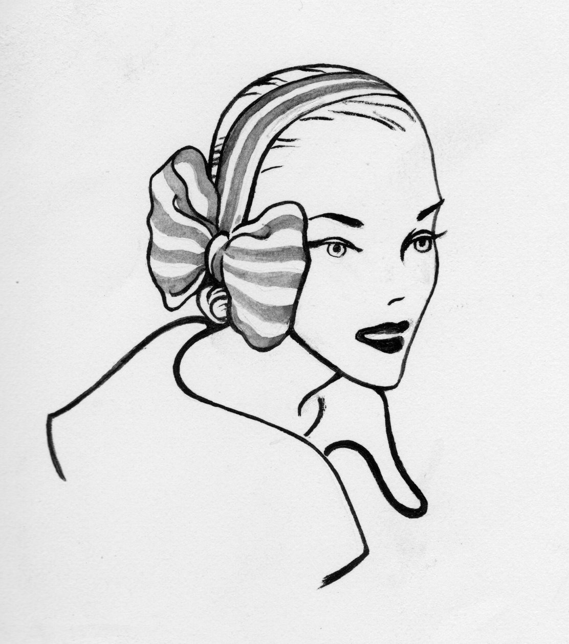 Kvinna med rosett, c1950. av Shirley Markham