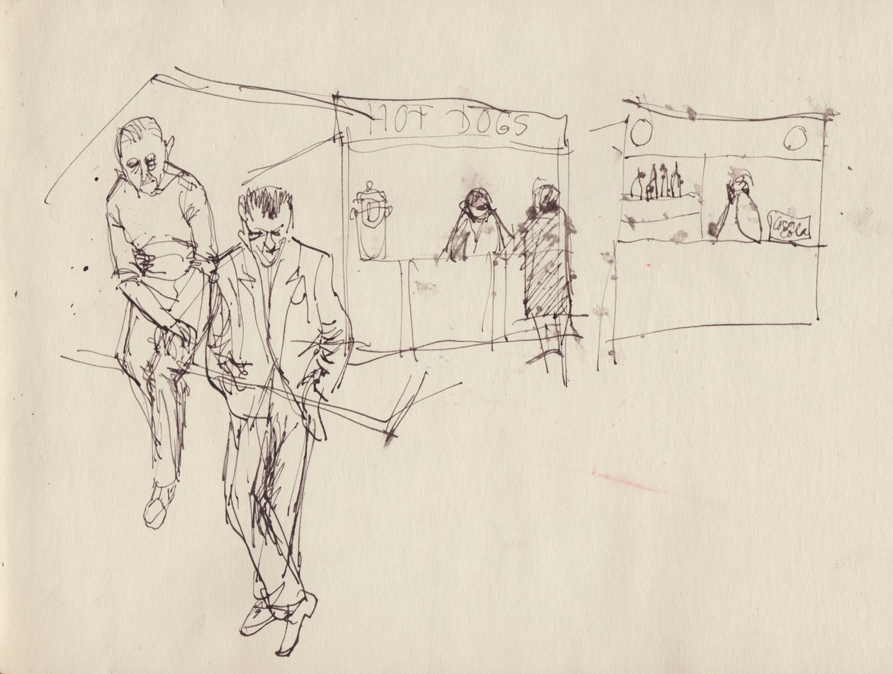 Unga män på ett tivoli, ca 1950. av Shirley Markham