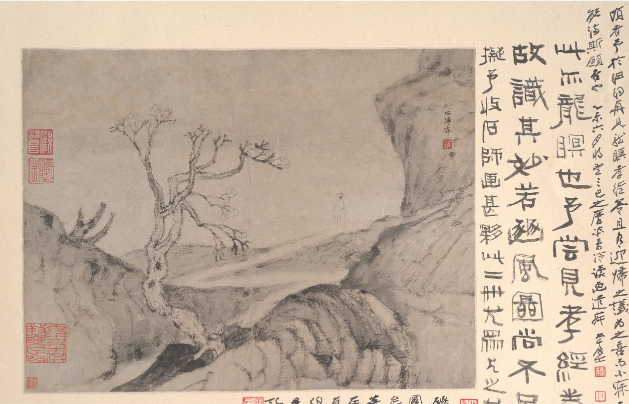 Landskap med figur, ca. 1678. av Shitao