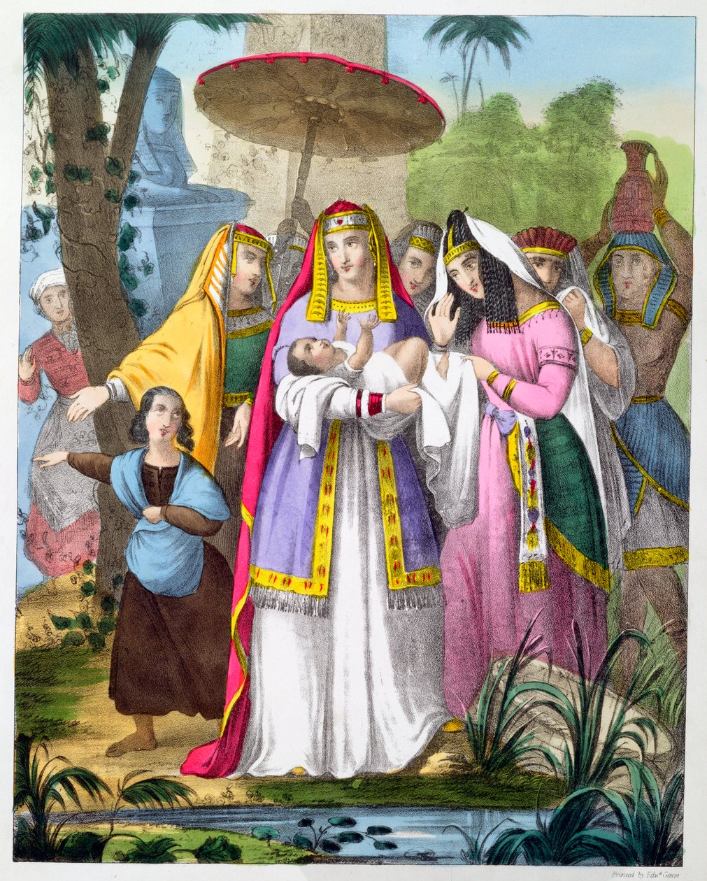Moses räddad av faraos dotter, 1870-talet av Siegfried Detlev Bendixen