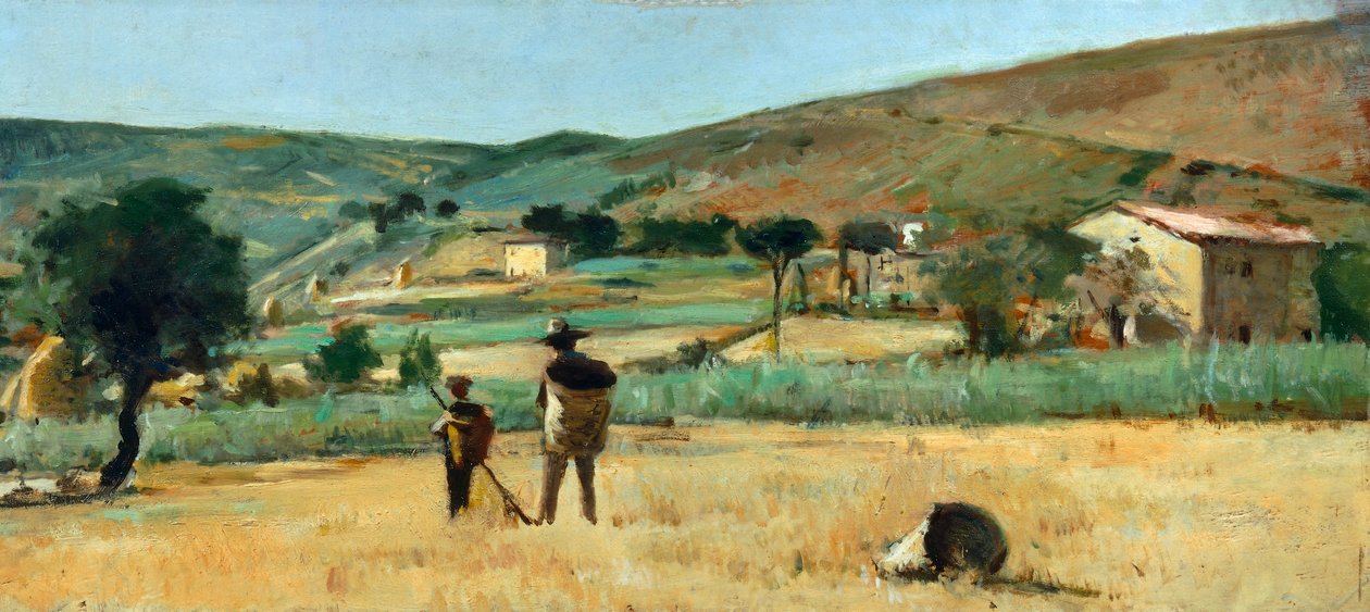 Landsbygd med bönder, av Silvestro Lega av Silvestro Lega
