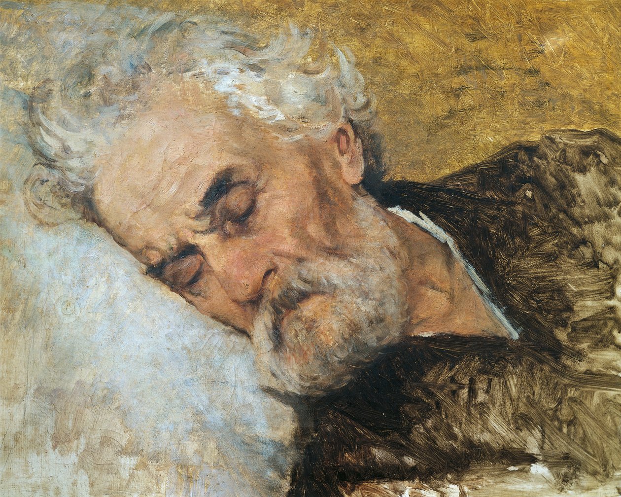 Giuseppe Mazzini döende, av Silvestro Lega (1826-1895) av Silvestro Lega