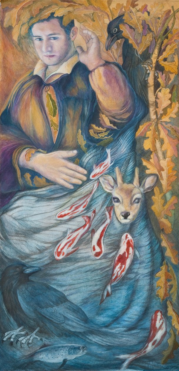 Trusted Companions, 2011 (wc och pastell på papper) av Silvia Pastore