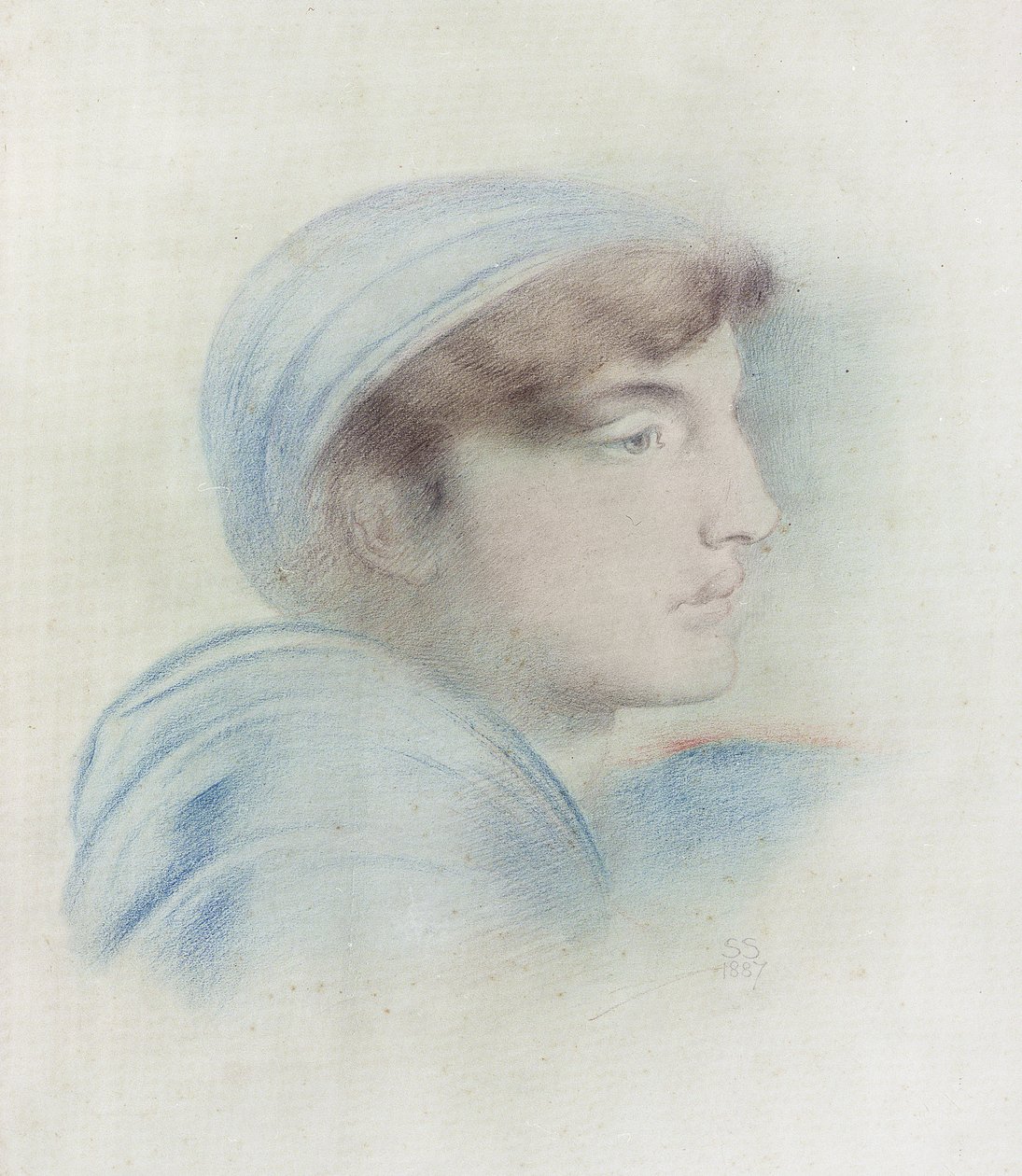 Figurstudie i profil av Simeon Solomon