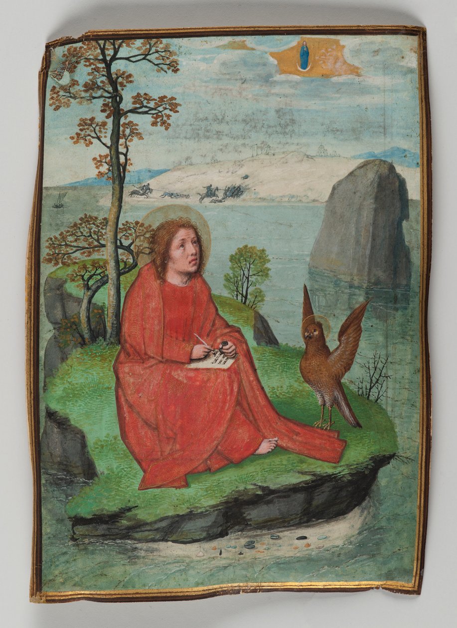 St. John Writing on Patmos, 1521 (tempera på pergament) av Simon Bening
