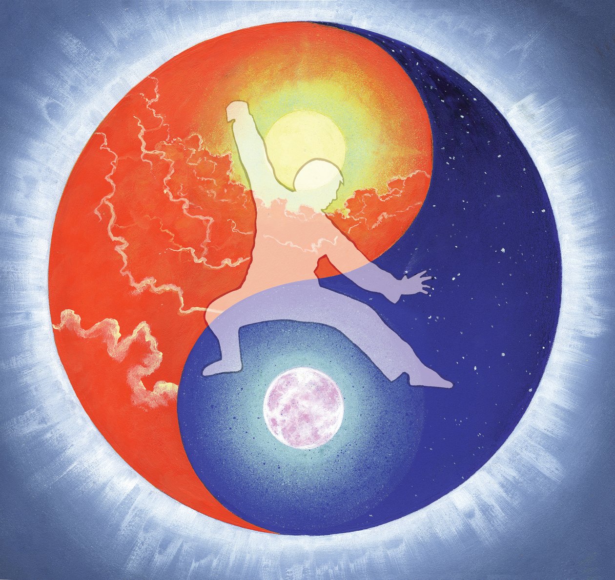 Yin Yang (akryl på duk) av Simon Cook
