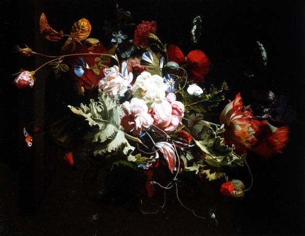 Stilleben av blommor på en avsats av Simon Peeterz Verelst