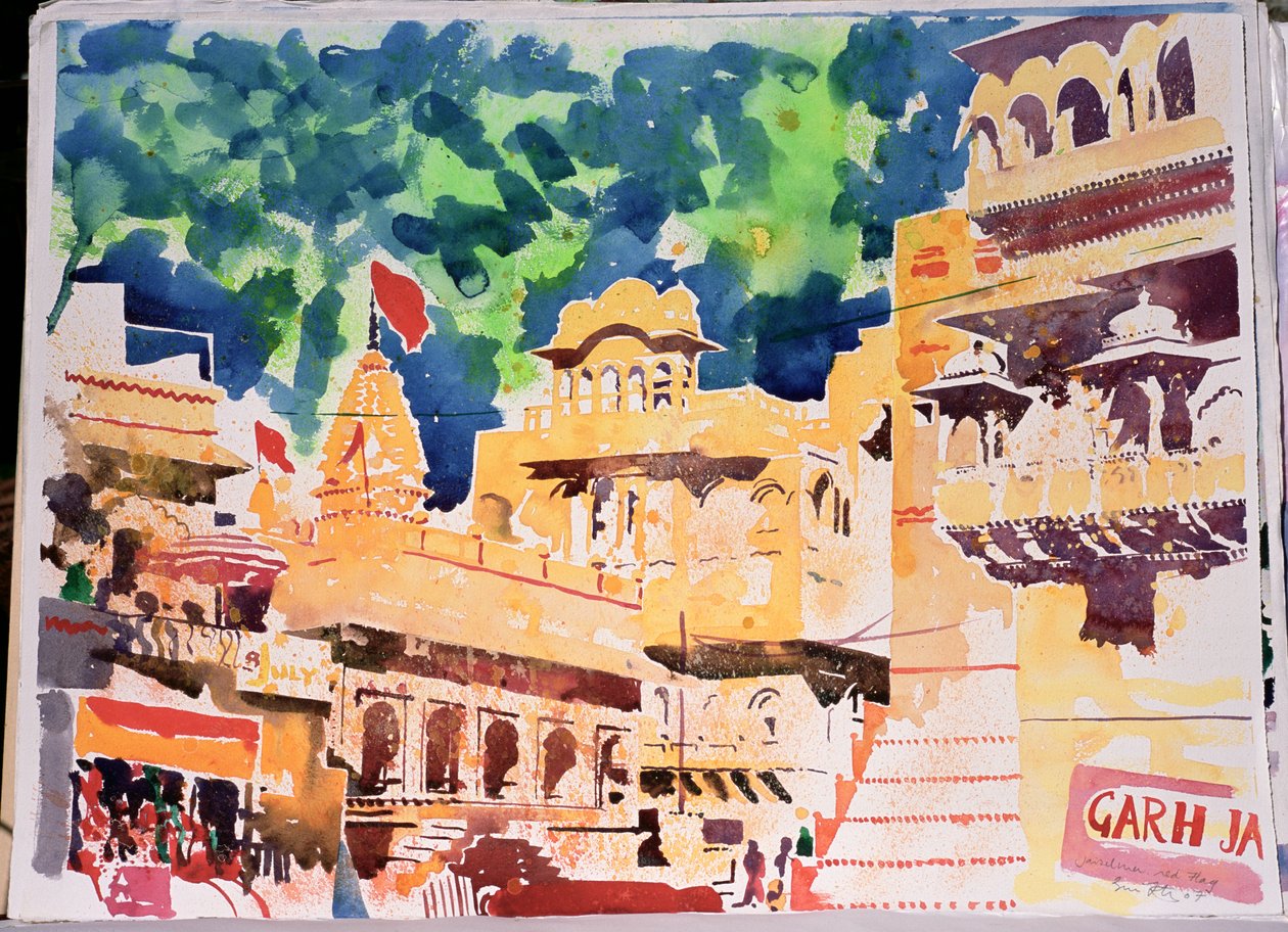 Jaiselmer Red Flag, 2007 (akvarell på papper) av Simon Fletcher