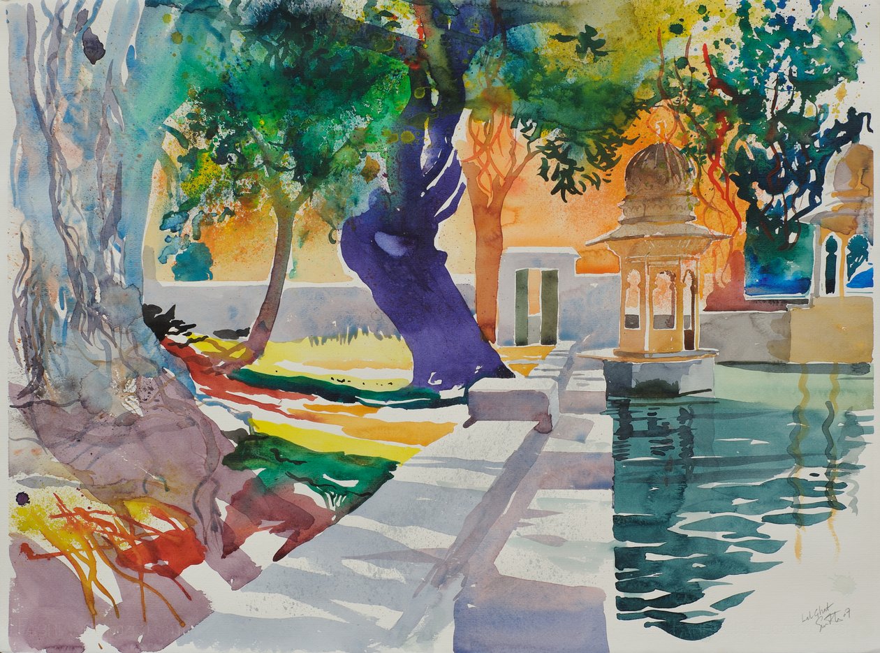 Lal Ghat, 2007 (akvarell på papper) av Simon Fletcher