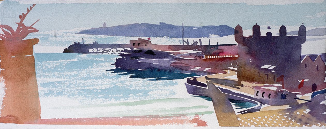 Mogador (akvarell på papper) av Simon Fletcher