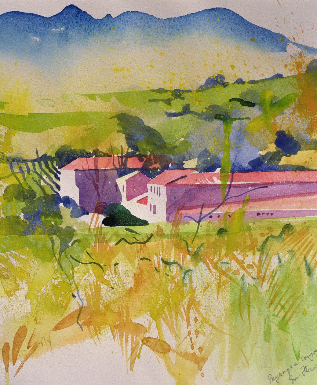 Paysage a Coujan, 2004 (akvarell) av Simon Fletcher