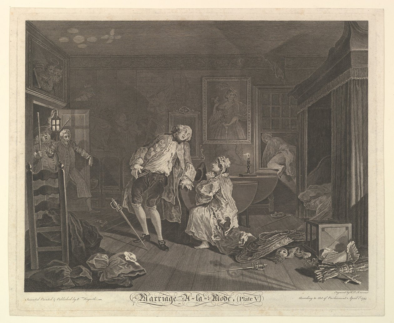 Vigsel A-la-Mode, tavla V, april 1745. av Simon Francois Ravenet