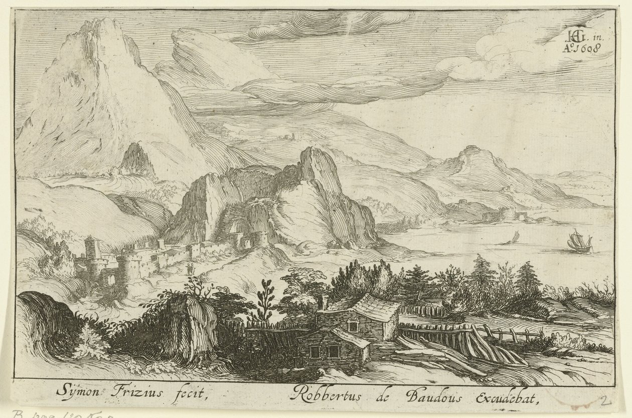 Berglandskap med byggnader Mountain Landscapes (serietitel) av Simon Frisius